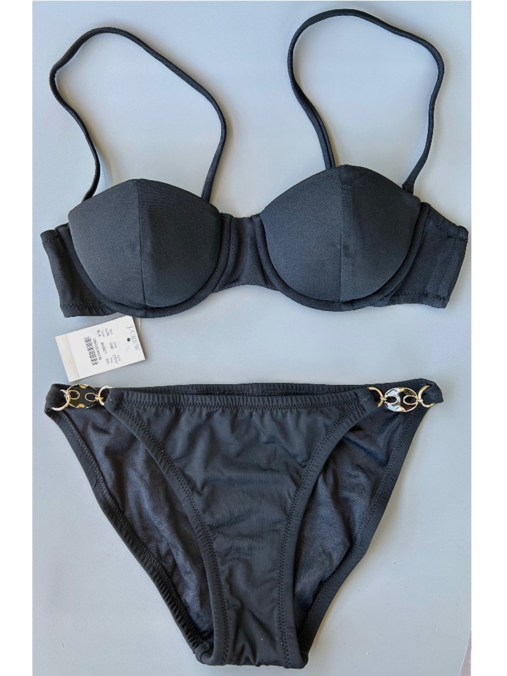 J.Crew NWT Black Bikini Set Solid Glamour Underwire Top 32A & Glamour Bottom XS